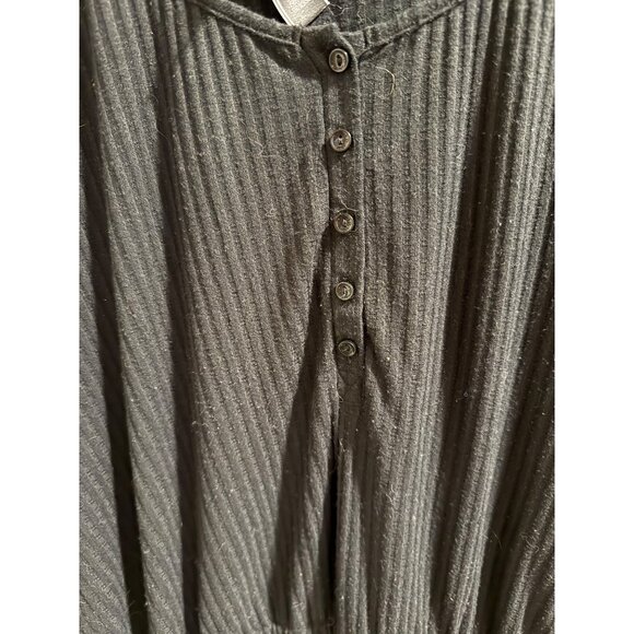 Victorias Secret Black Ribbed Button-Up Romper With Lace Hem L/XL - Picture 3 of 6